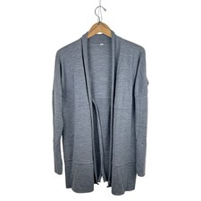 Lululemon Sit in Lotus Sweater Wrap Gray 4 Merino Wool