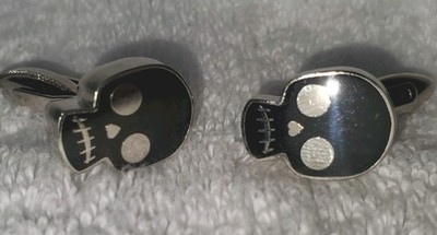 ACME Studio Frieda Kahlo Black Skull Cufflinks  1/2 Inch goth grunge Muertos 