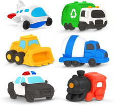 6 PCS Vehicle Floating Bath Toys Mold Free Infant Bath Tub Toys for 12 Months -