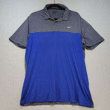 Nike Golf Polo Shirt Mens Large Blue Grey Colorblock Dri-FIT 725527