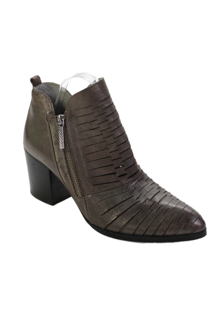 Donald J Pliner Womens Leather Lasercut Elton Ankle Boots Grey Size 9.5 MediumFree Shipping in US $100+ Orders | $6.95 Orders Below