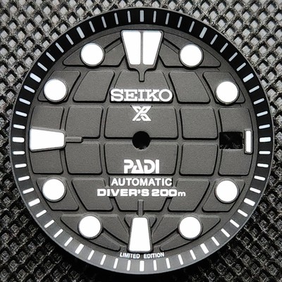 New PADI WORLD PROSPEX Dial Black TURTLE Date for NH35 4R35 NH36 4R36 w/ Ring