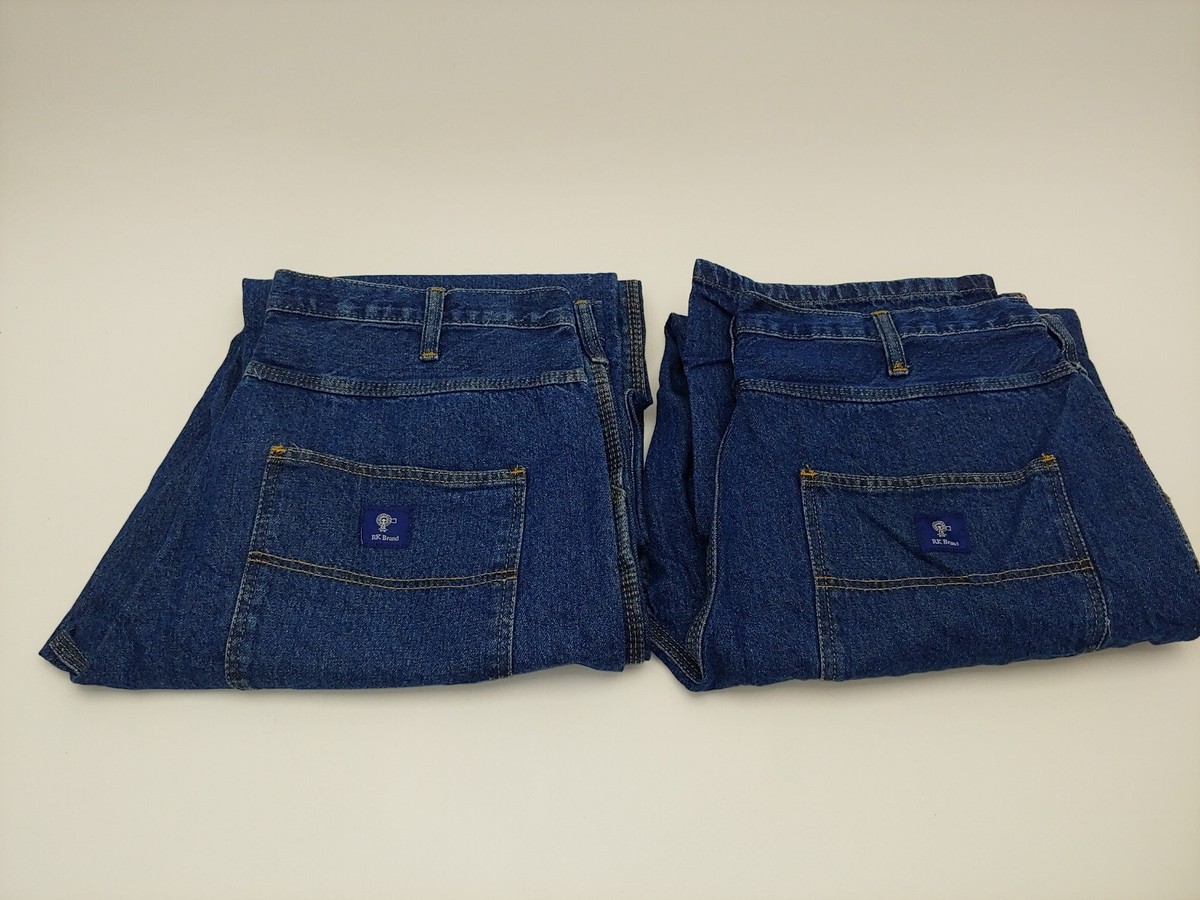 2x RK 38x36 Mens Carpenter Blue Denim Work Jeans Relaxed Fit