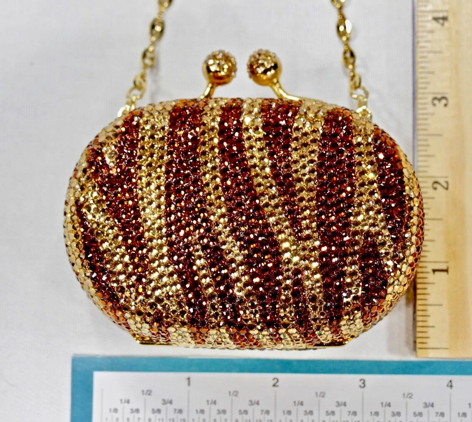 TOTALMENTE Cristalizado Bolso de Noche Cartera Bolso sin asas Estampado Animal con Cristales de Swarovski Foto 3 de 4