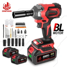 1200Nm Cordless Impact Wrench 1/2'' Brushless High Power Driver W/ 2 Battery