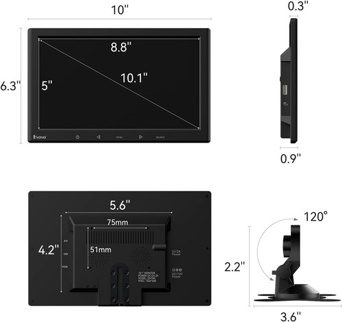 Eyoyo 7zoll 16:9 IPS Portable Display HDMI VGA AV BNC Kleine Gaming CCTV Monitor - Picture 21 of 27