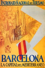 SPAIN BARCELONA PATRONATO NACIONAL TRAVEL TOURISM VINTAGE POSTER REPRO