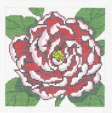 Red Peony Flower Series Blossom on 12 mesh handpainted Needlepoint Canvas by LEE