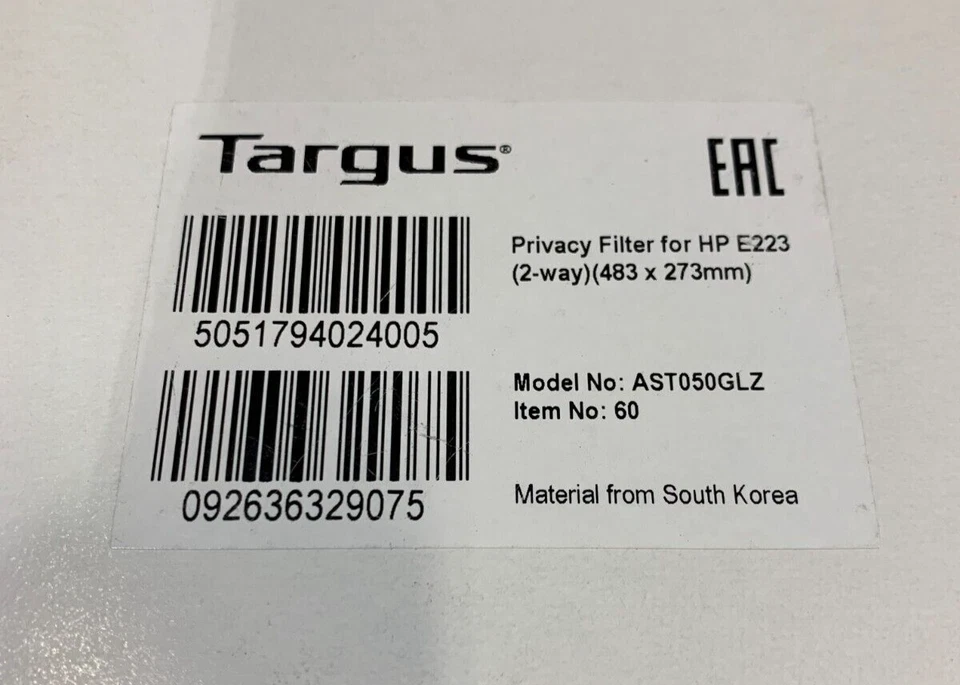 Targus 4Vu 22in Privacy Screen HP EliteDisplay E223 Z22n AST050GLZ New - Image 2 of 2