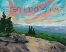 Aceo ATC Painting Print Landscape Blueridge Mountains NC Art Trading Card Signed