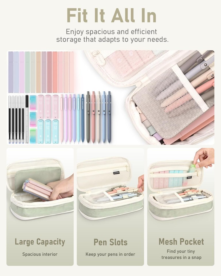 39 PCS Aesthetic School Supplies with Cute Pen Case, 12 Pastel