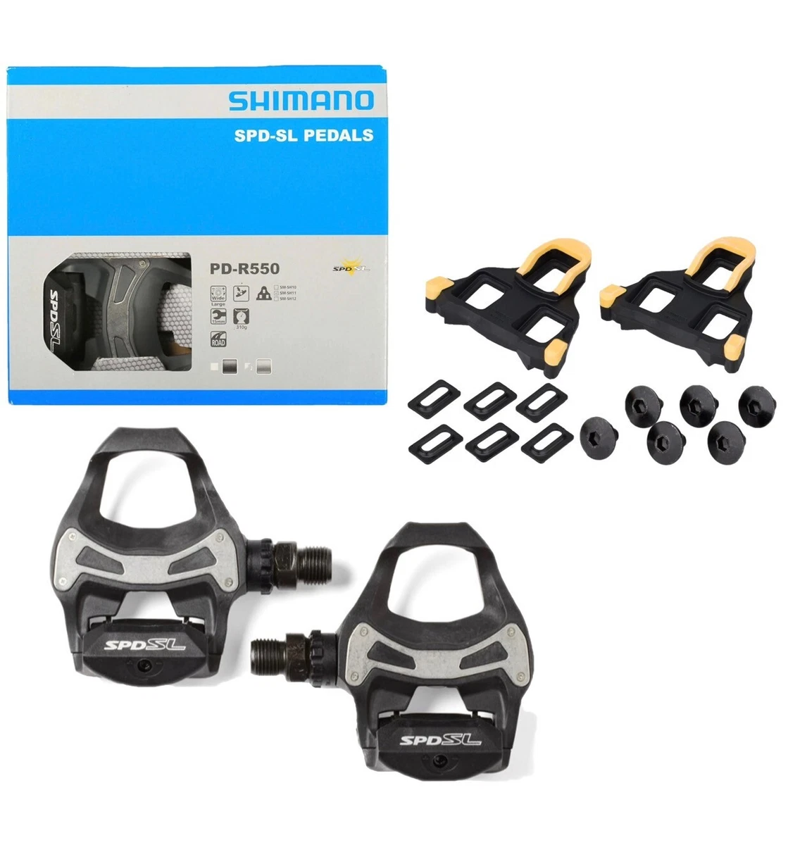 SHIMANO SPD SL ROAD BIKE PEDAL PD R550 BLACK WITH CLEAT SH11