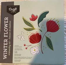 NEW Craft Crush Winter Flower Embroidery Kit with 7" Hoop Pattern Canvas Thread 