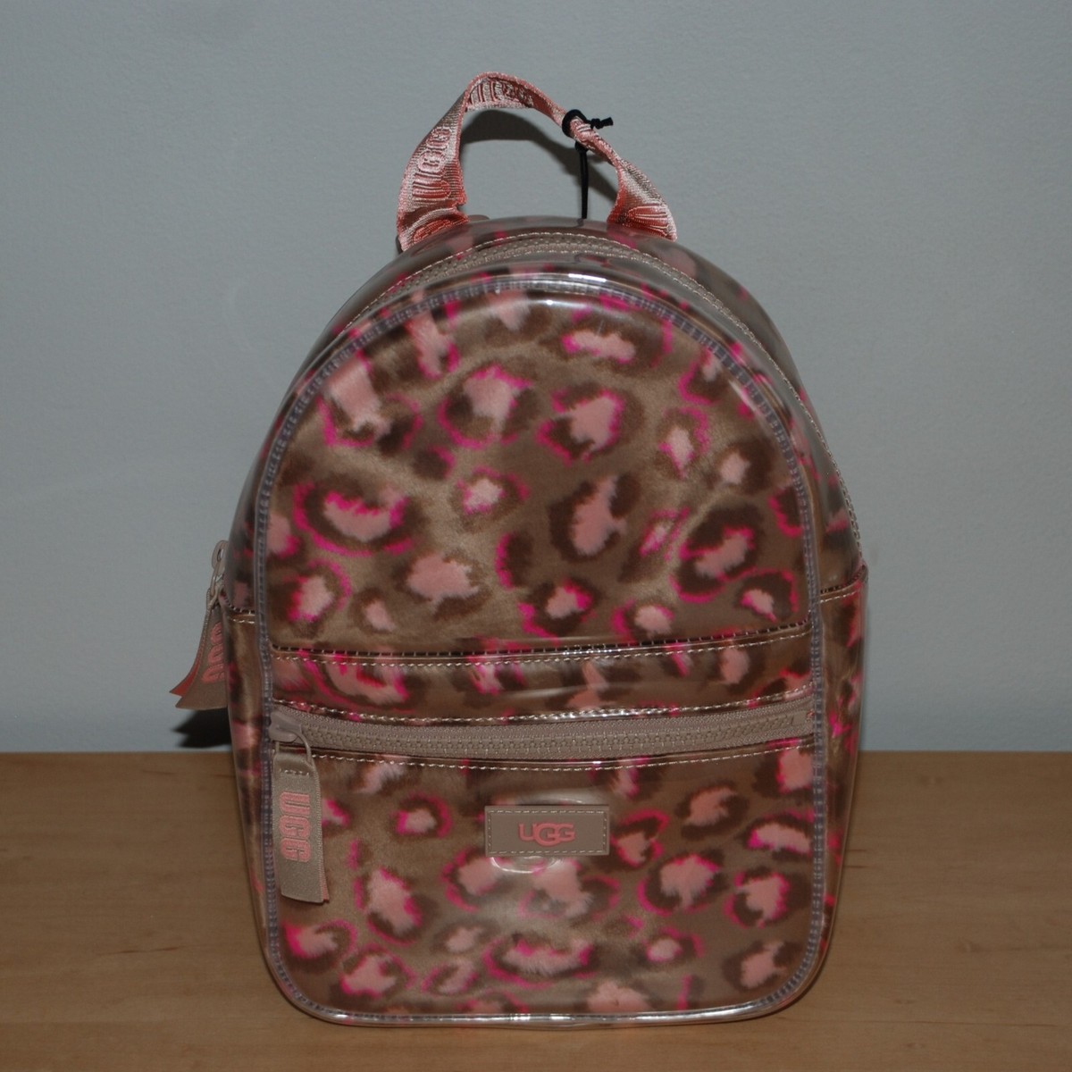 UGG Dannie II Leopard-Print Mini Backpack NEW with Tag UGG Dannie II Mini Clear Pink Leopard Faux Fur  main image 2
