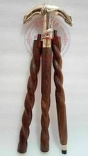 Handcrafted Wooden Walking Stick, Ornate Brass Anchor Handle, Vintage Style Cane