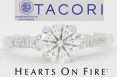 Tacori Hearts On Fire Diamond Engagement Ring 0.98 ct 18k White Gold Rtl $7,500