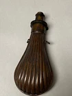 GUN POWDER STRIPED PLAIN BRASS FLASK.