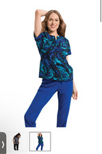 NEW Inspira IP723 Round Neck Print Scrub Top 3x