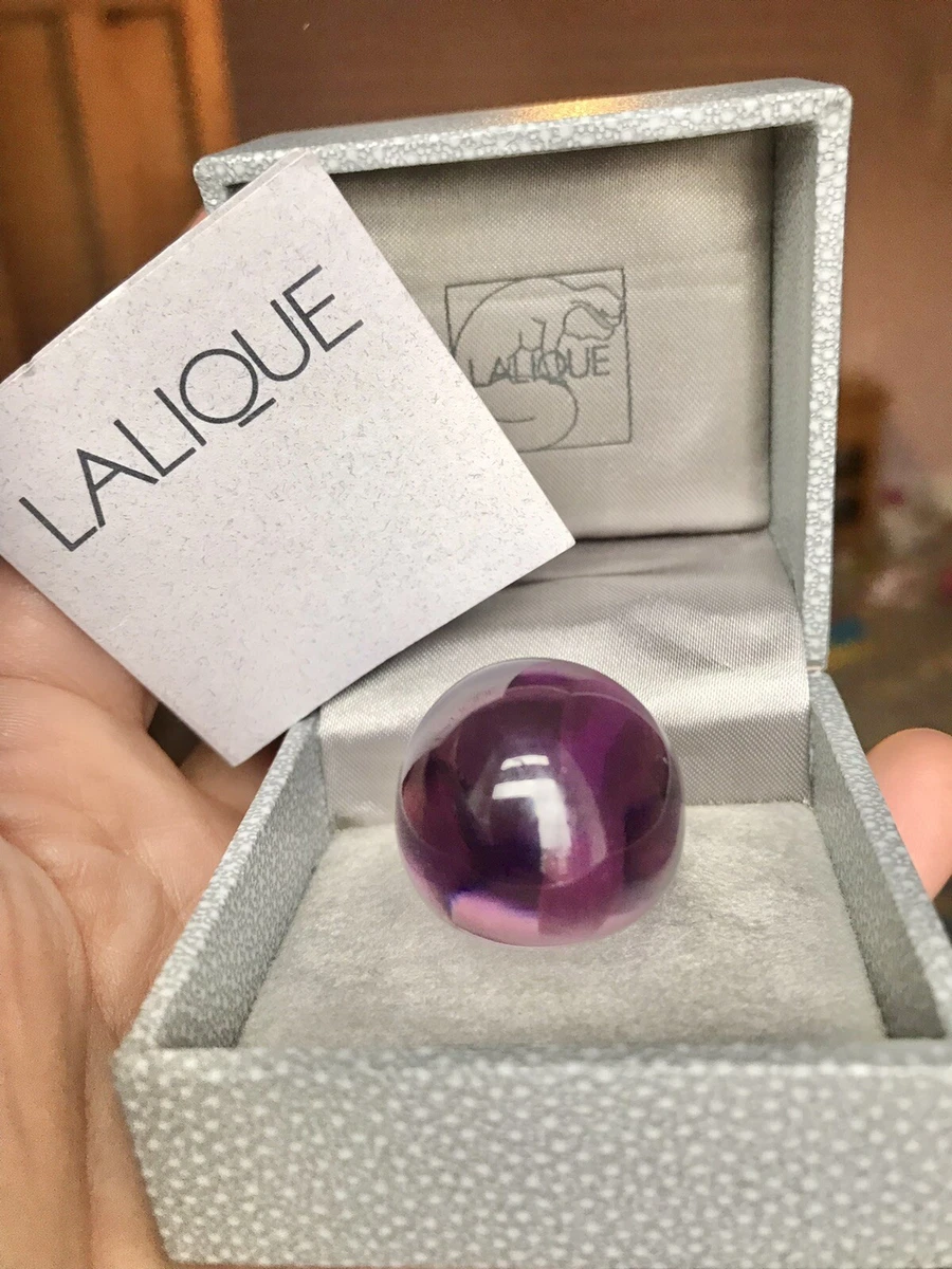 LALIQUE Purple Crystal Glass Cabochon Ring Size L 1 2 BOXED K.5 US