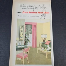 1953 Lowe Brothers Paints Vintage Print Ad Dayton OH Plax-Cote MCM Living Room
