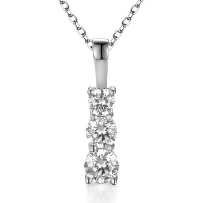Damen 925 Sterling Silber 1,05 Karat weißer Saphir Trilogie Anhänger & Halskette