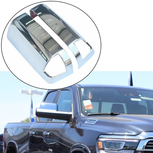 Half Mirror Covers Fits 2019-2023 Dodge Ram 1500 Tradesman W/Turn Signal Chrome