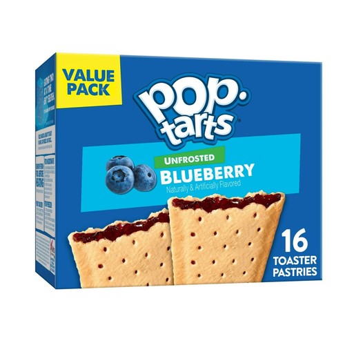 POP TARTS TOASTER PASTRIES FROSTED UNFROSTED BLUEBERRY FLAVOR 16 CT