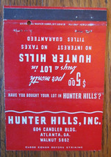 COPERTINA LIBRO FIAMMIFERI ROYAL FLASH: HUNTER HILL ATLANTA, GEORGIA COPERTINA FIAMMIFERI VUOTA -D19