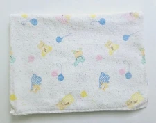 Vtg Cuddle Time Teddy Bears Pastel Baby Receiving Blanket Stripe Pajamas Balloon