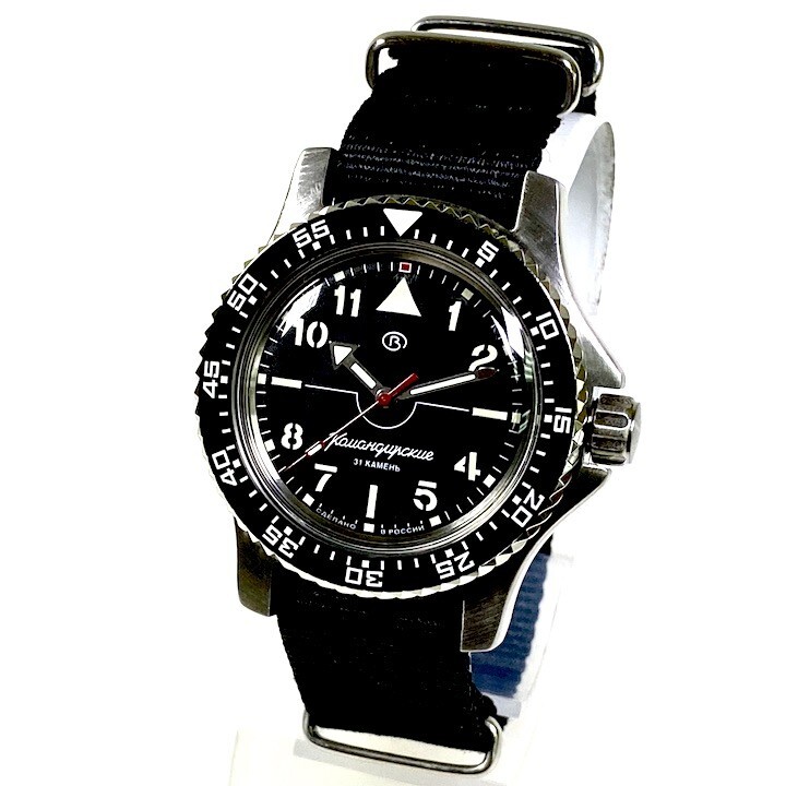 Vostok Komandirskie 18022A Russian Military Watch Automatic Black