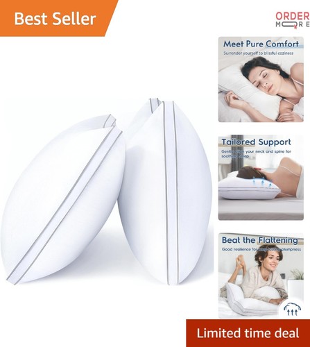 King Size Bed Pillows Set of 2 Cooling Down Alternative Gusseted Support