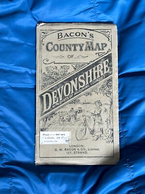 Vintage Bacon's County  Map, Devonshire. Early 1900's
