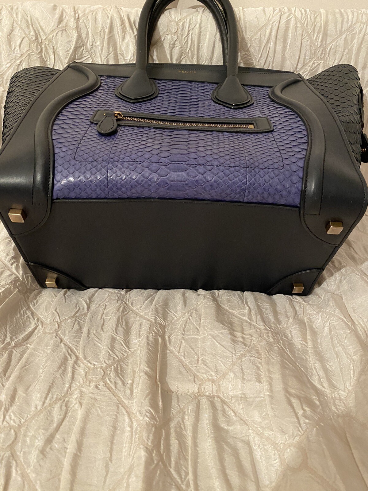 Rare!!!! Celine Navy/ Blue Python and Leather Min… - image 12