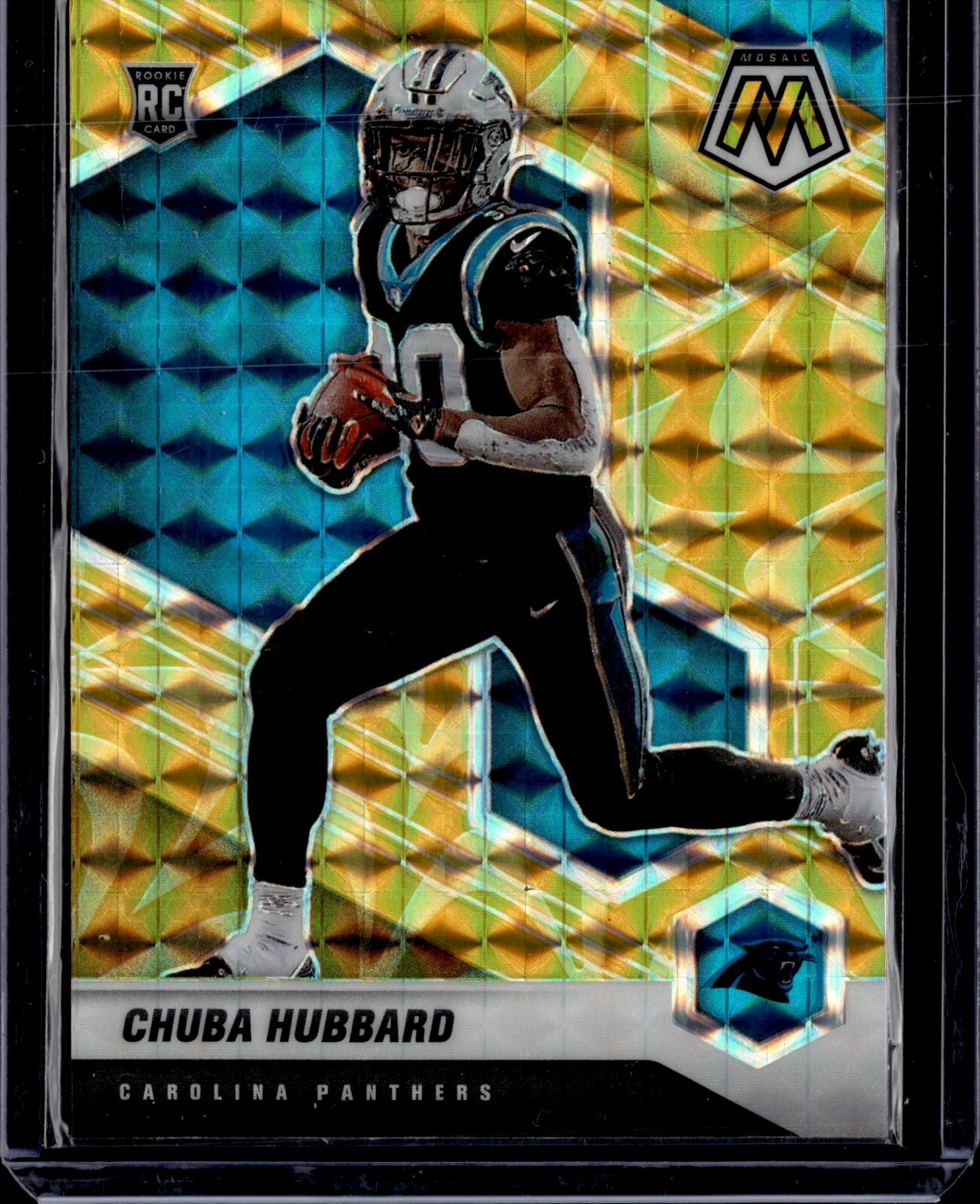 2021 Panini Mosaic CHUBA HUBBARD Reactive Yellow Rookie Card #325 Panthers