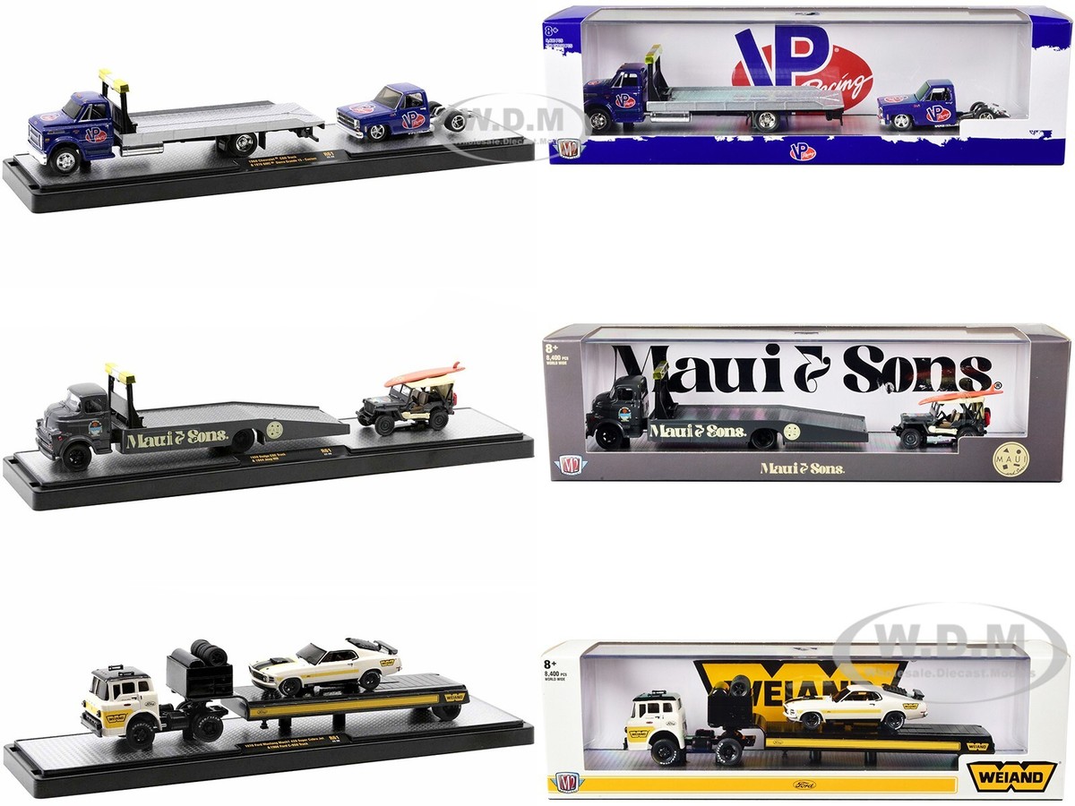 AUTO HAULERS RELEASE 61, 3 TRUCKS SET 1/64 DIECAST MODELS M2