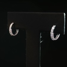 14K White Gold Lab Grown Diamond Huggie Hoop Earrings 0.34ct