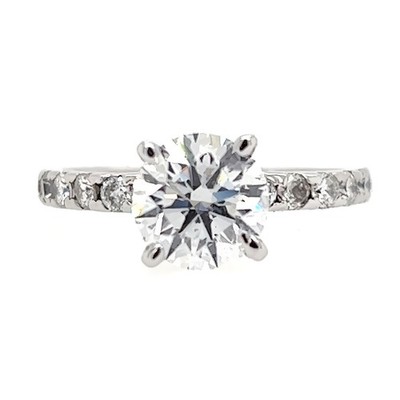 Designer Diamond Ring 14K White Gold E F VVS2 Lab Grown Round Cut IGI 1.25 Carat