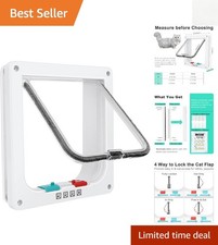Weatherproof 4-Way Lock Cat Flap for Sliding Door - Safety  Convenience, 11x9in