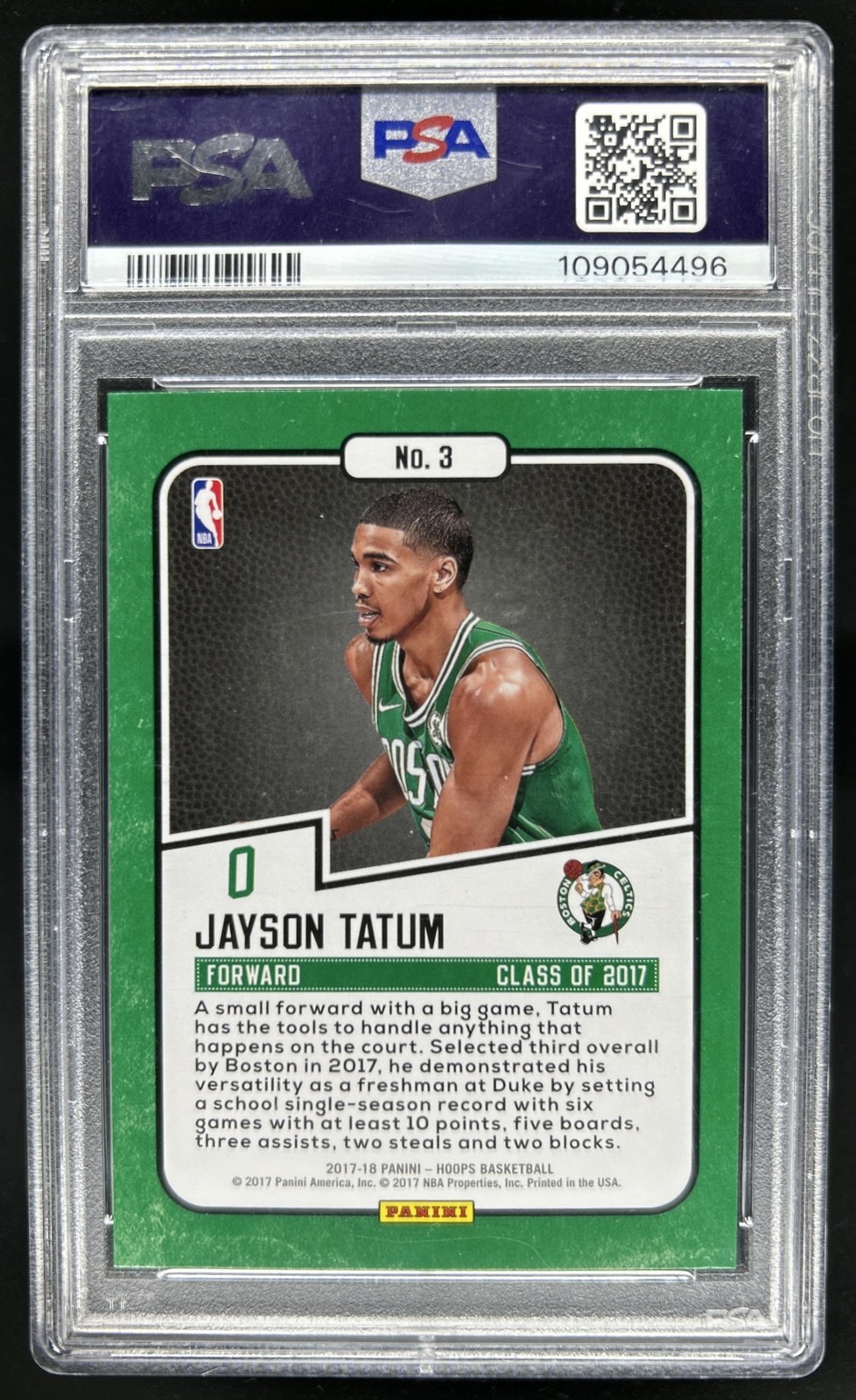 2017-18 Panini Hoops Jayson Tatum Class of 2017 Rookie RC #3 Celtics PSA 10 view 2