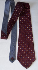 Tommy Hilfiger Necktie 100% Silk Burgundy Blue Gold Star Print 4" X 57" USA Made