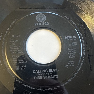 Dire Straits   Calling Elvis Jukebox 7'' Record 1991 Vertigo Rock 45 RPM