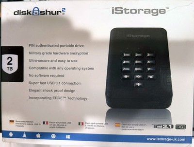 iStorage diskAshur2 HDD 2TB Black | Secure portable hard drive | Password pro...