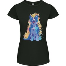 Un Colorato Border Collie Cane Donna Minuta Taglio T-Shirt