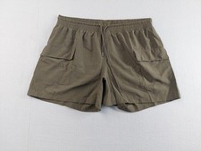 Old Navy Men Short XL Olive Green Elastic Waist Logo Cargo Pocket Activewear