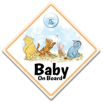 Winnie Puuh Baby Bordschild, 14 cm x 14 cm, Baby Auto Fensterschild