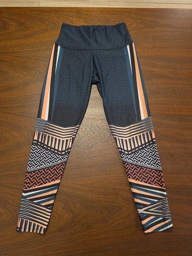 Onzie Flow High Rise Leggings Womens Small Black Multi Geometric Tribal Print
