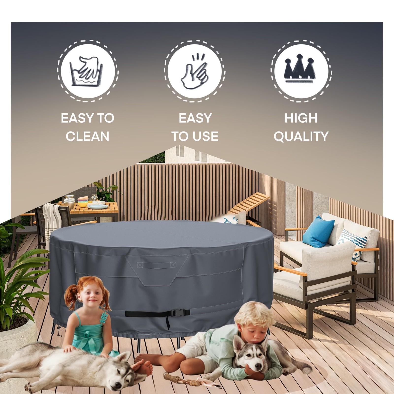Round Patio Furniture Covers Waterproof Outdoor Table Chair Set Covers All Weath