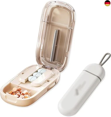 GRASSLANDY 2 Stück Pillenschneider, Medikamententeiler, Tragbarer Tablettenschneider,