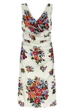 DOLCE&GABBANA Flower Mazzo Di Fiori White Viscose Dress New & Authentic