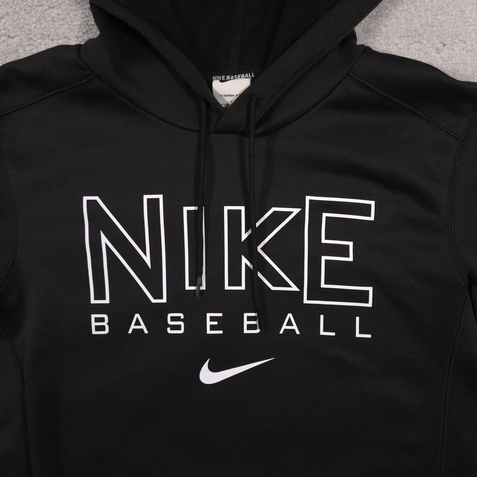 Nike Baseball Hoodie Mens Small Black Therma-FIT Pullover Sweatshirt Fleece - Image 4 of 4